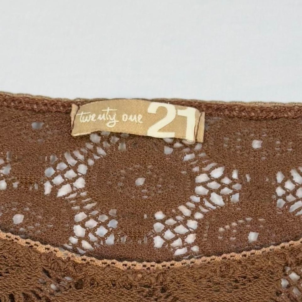 Vintage y2k Forever 22 brown knit short sleeve top. A little see thru - Picture 6 of 6